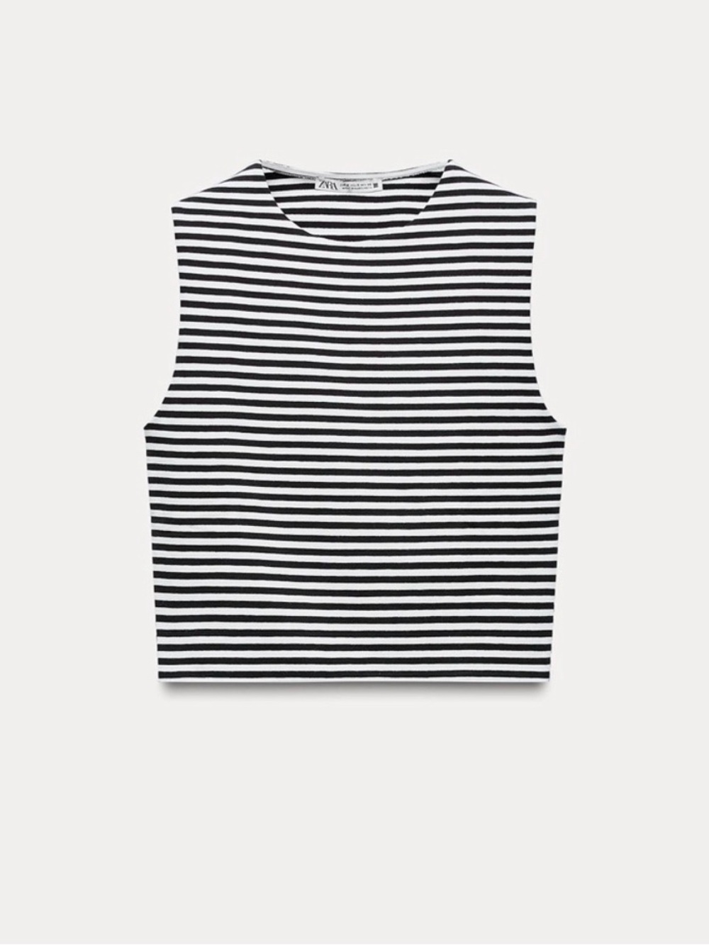 NWT - Zara Black & White Striped Sleeveless Crop Top